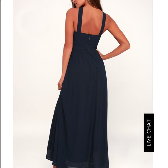 LULU’S AIR OF ROMANCE NAVY BLUE MAXI DRESS - Picture 2 of 3